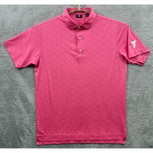 FootJoy Polo Shirt Mens Medium Blue Pink Speckle The YMCA Gym Golf Performance‎